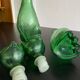 Pair of zoomorphic bottles vintage Italian glass