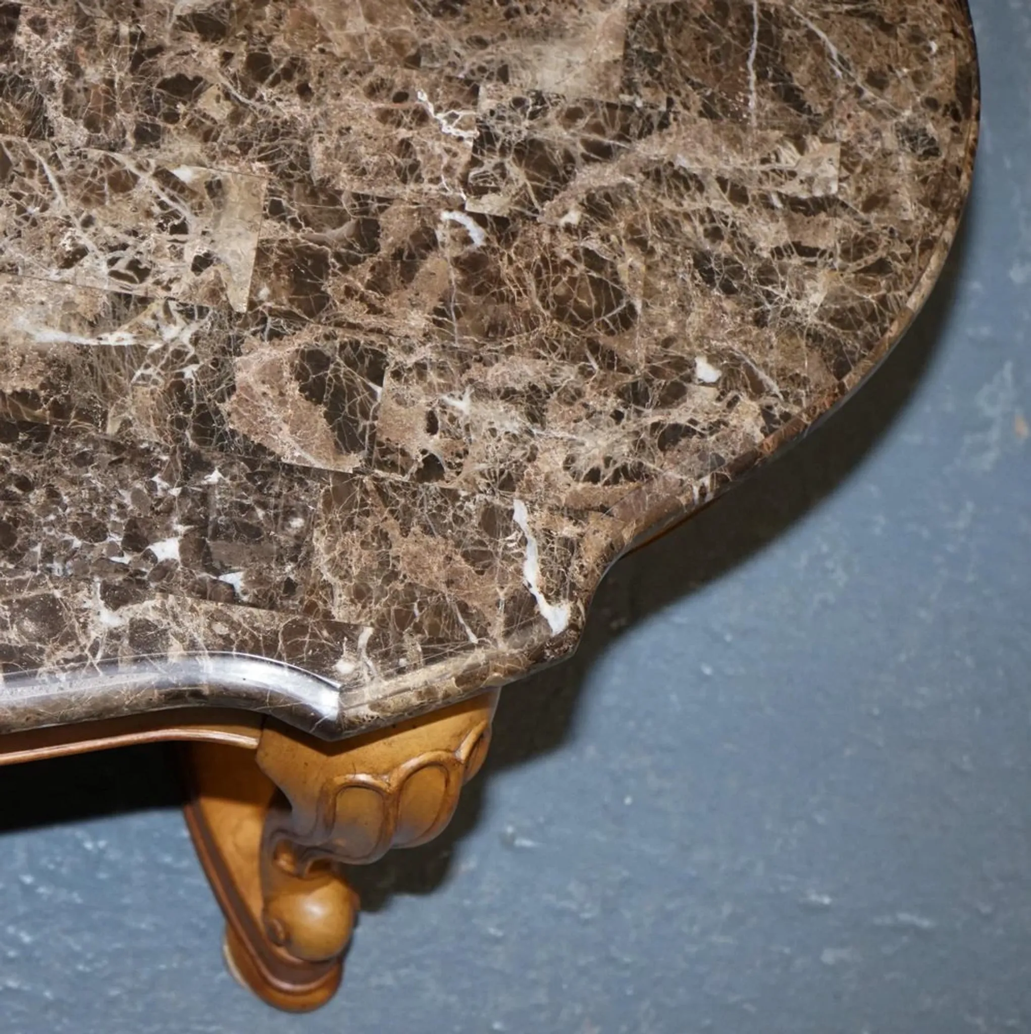 Vintage Style Coffee Table with Faux Marble Top, France
