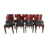 Suite de 9 chaises skaï noir et chrome scandinave