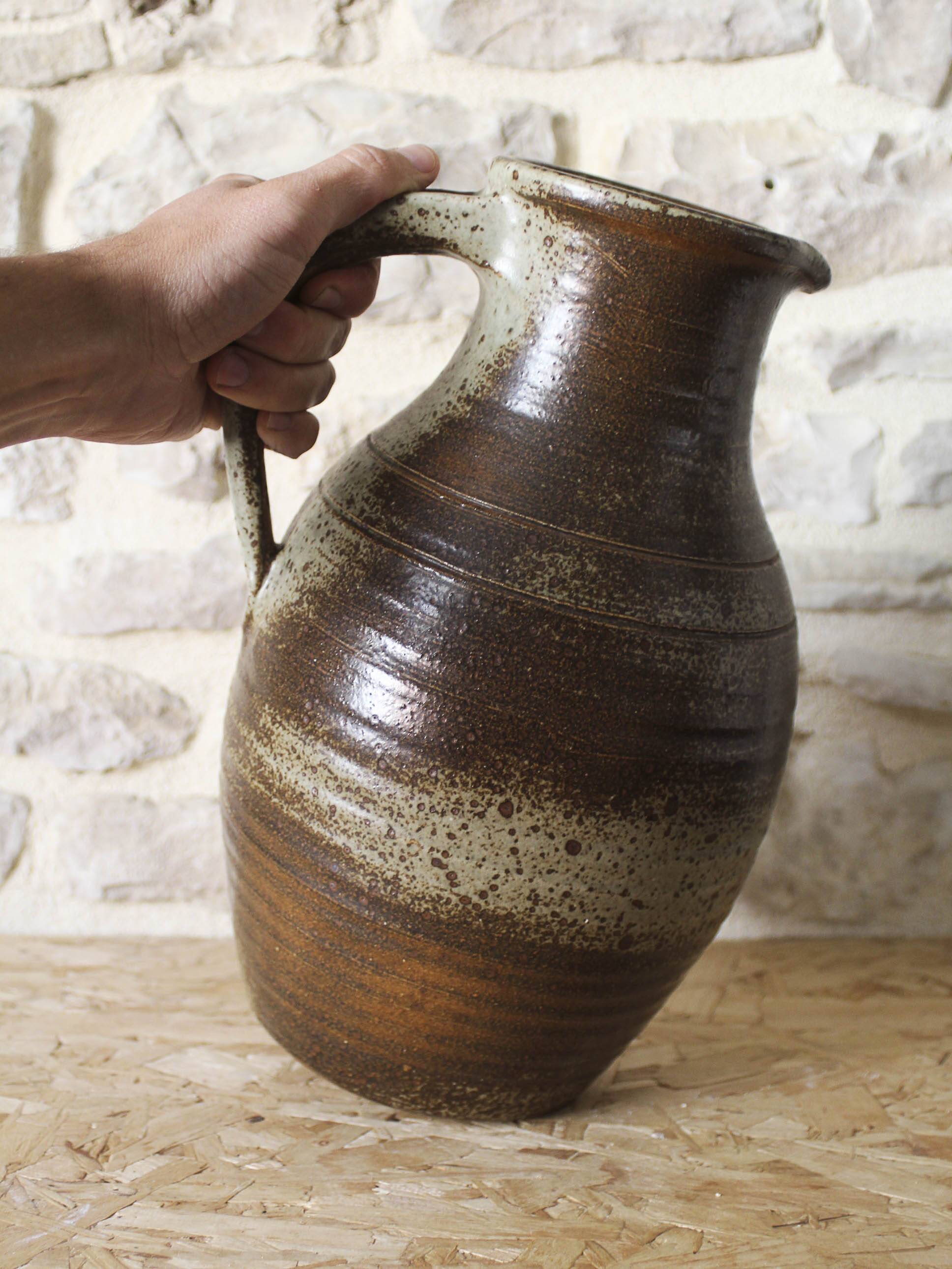 Large pyrite stoneware pitcher Le Cep