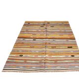 Tapis bohème multicolor en laine, charme artisanal d’Anatolie, 138x226Cm