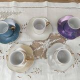 Set of 5 iridescent harlequin espresso coffee cups