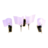 Set of brass, Perspex and metal wall lamps, France Mid-Century