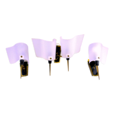Ensemble d'appliques laiton perspex et metal France mid-century