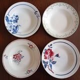 Assiettes creuses en terre de fer Longwy, Digoin Sarreguemines, Moulin des Loups Hamage & Lunéville