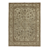Tapis oriental unique en laine beige des années 1980, 287 cm x 382 cm, fait à la main
