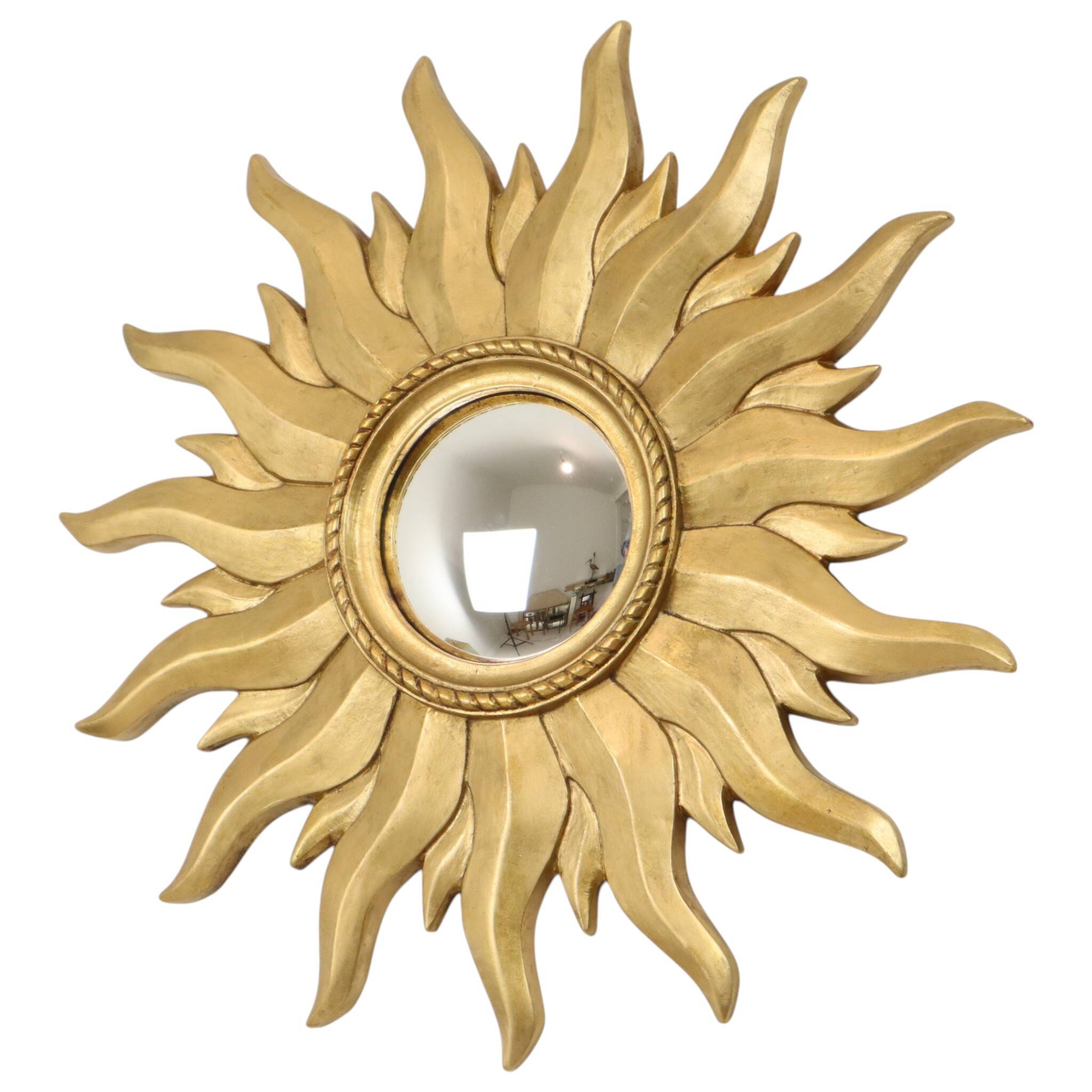 Vintage Gold Sunburst Convex Mirror 54cm