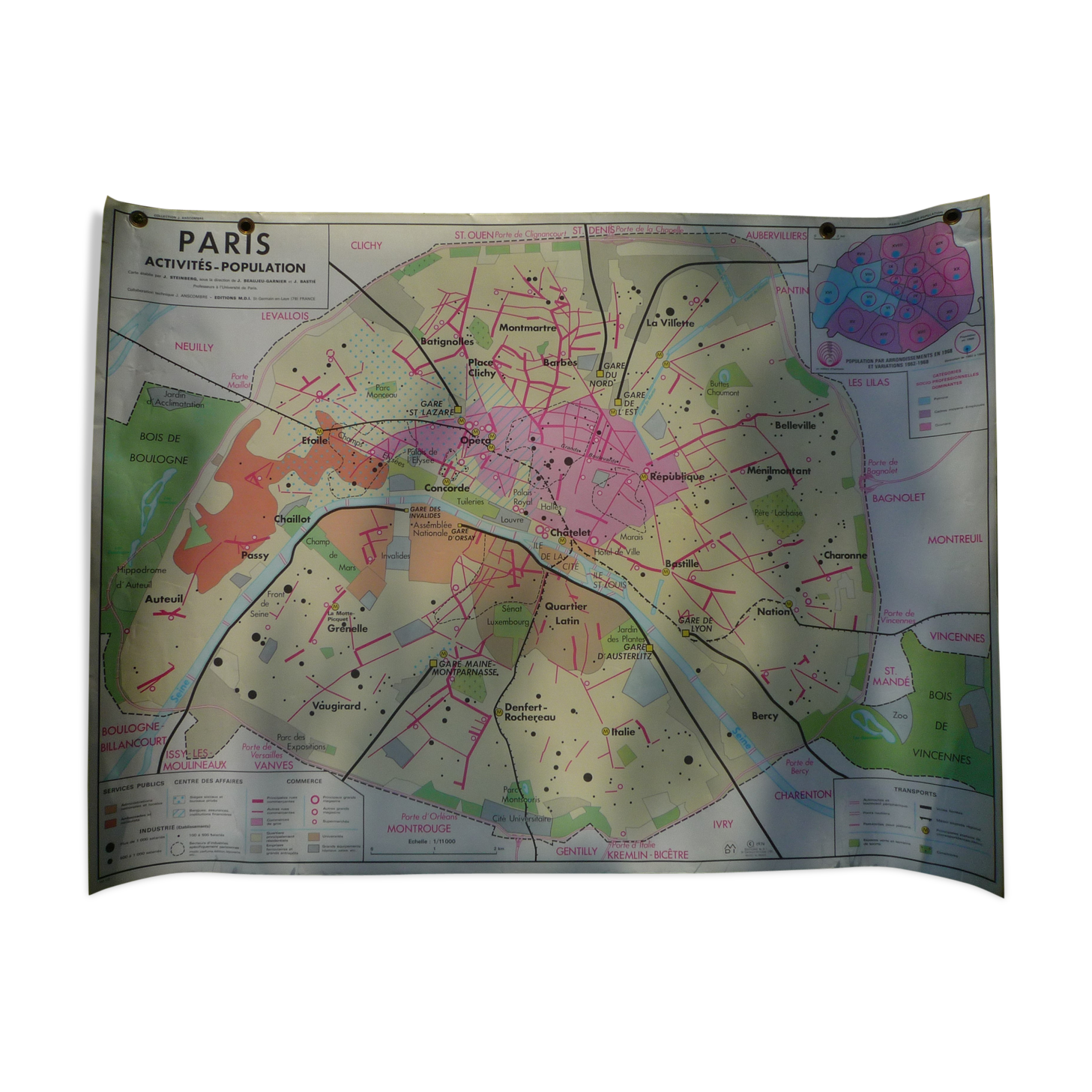 Old school map, geography, Paris