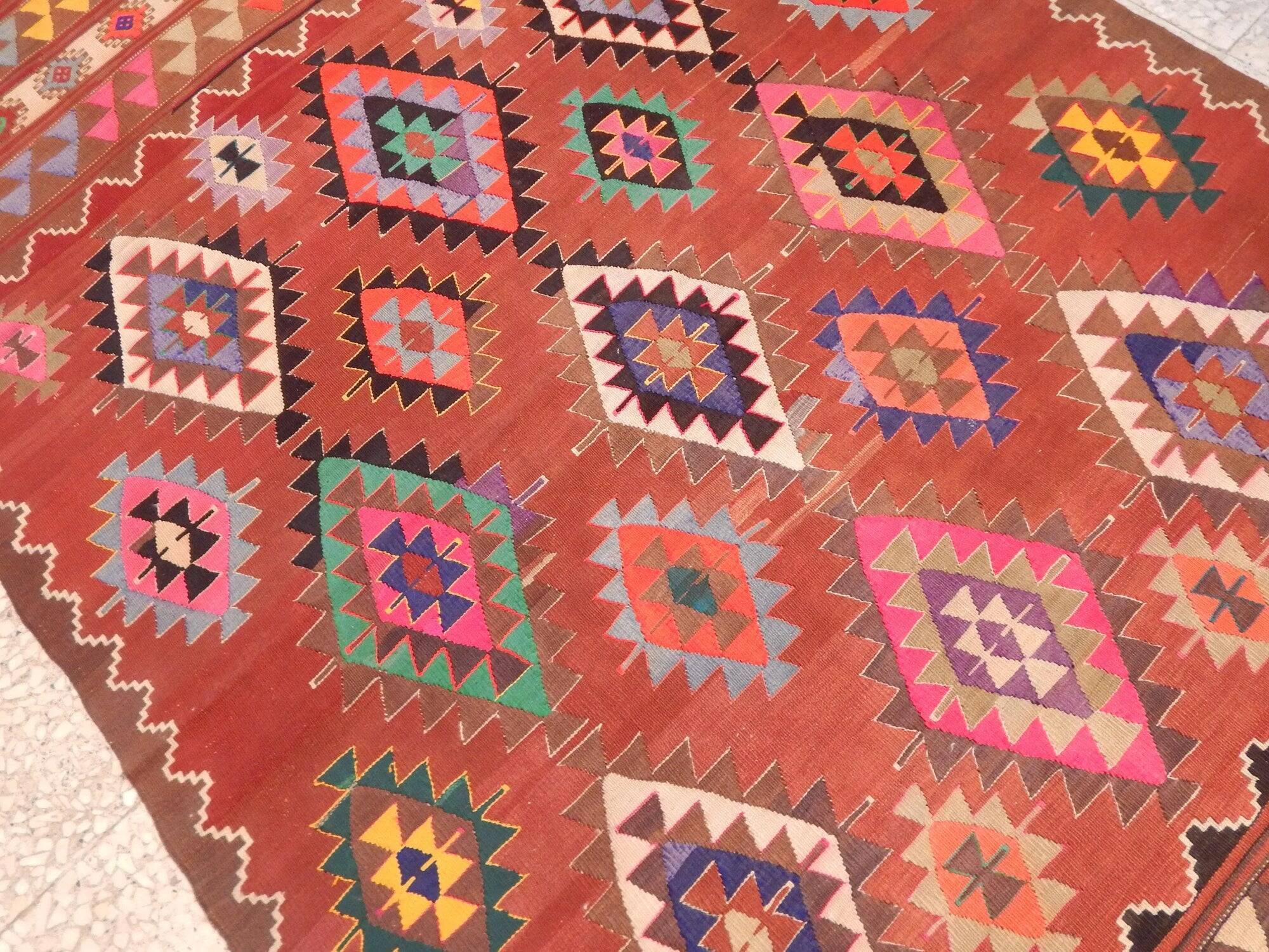 Vintage Turkish kilim handwoven 152x232 cm