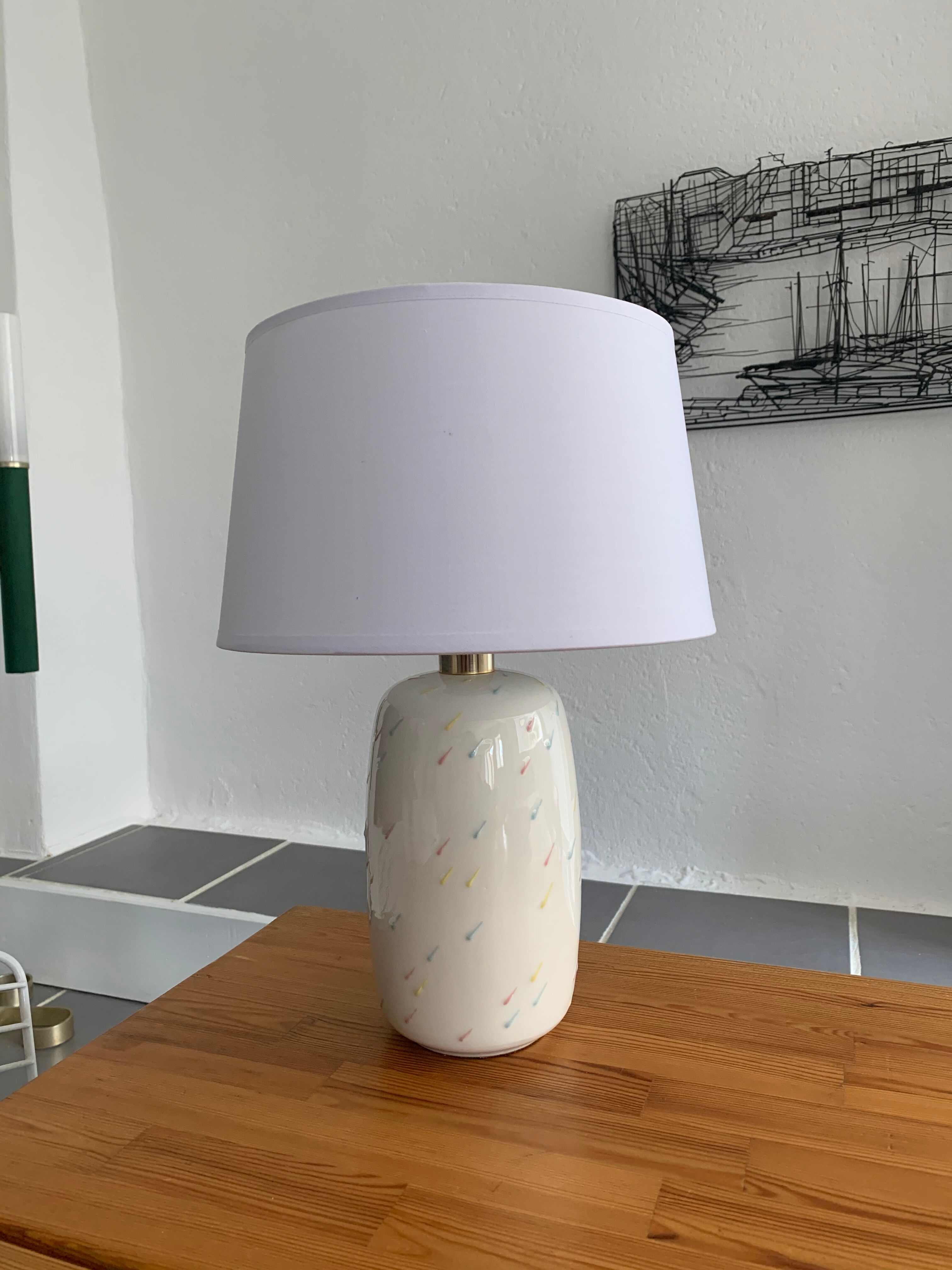 Vintage opalin glass lamp Italian 80s