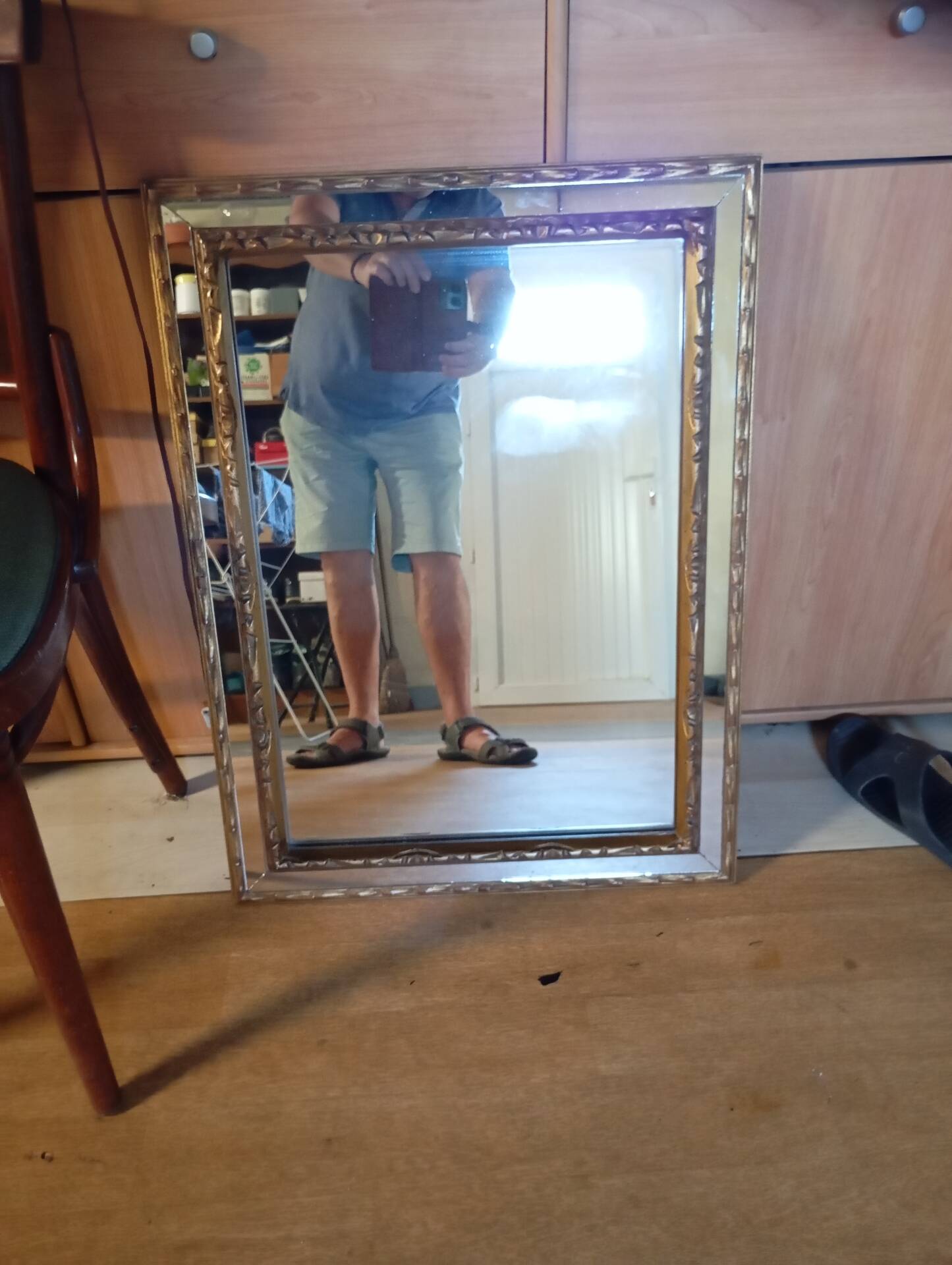 Antique wall mirror in gilded wood – Saint-Gobain glass
