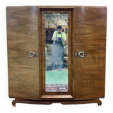 Art Deco 3-door walnut wardrobe - 1930s