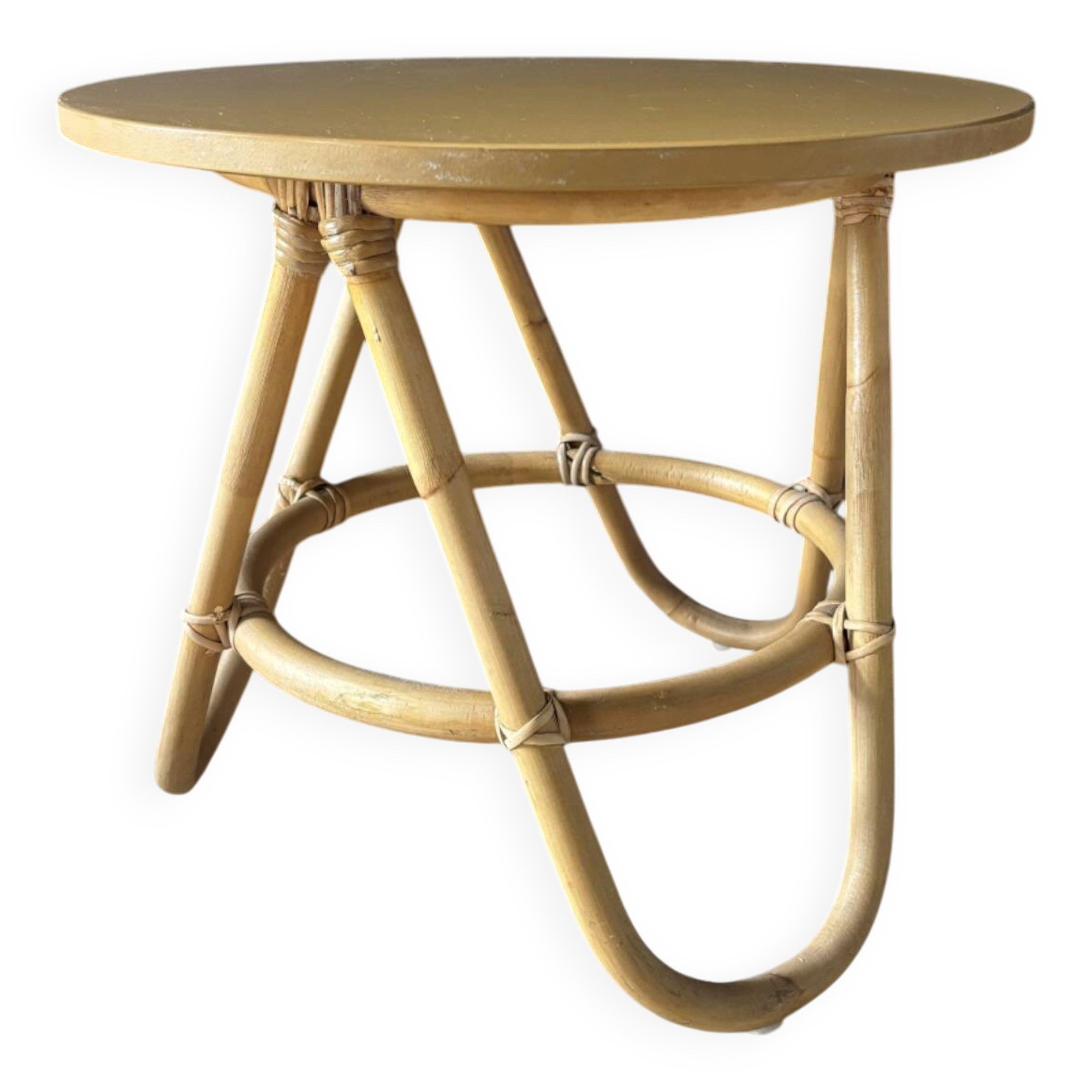 Colonial-style rattan side table