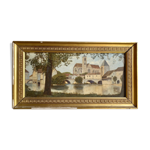 Tableau ancien , paysage à la
