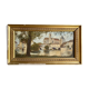 Ancient painting, landscape at the river signed and dated 1946