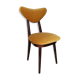 Yellow velvet heart-shaped chair, walnut wood, mid-century, Poland, 1960s.