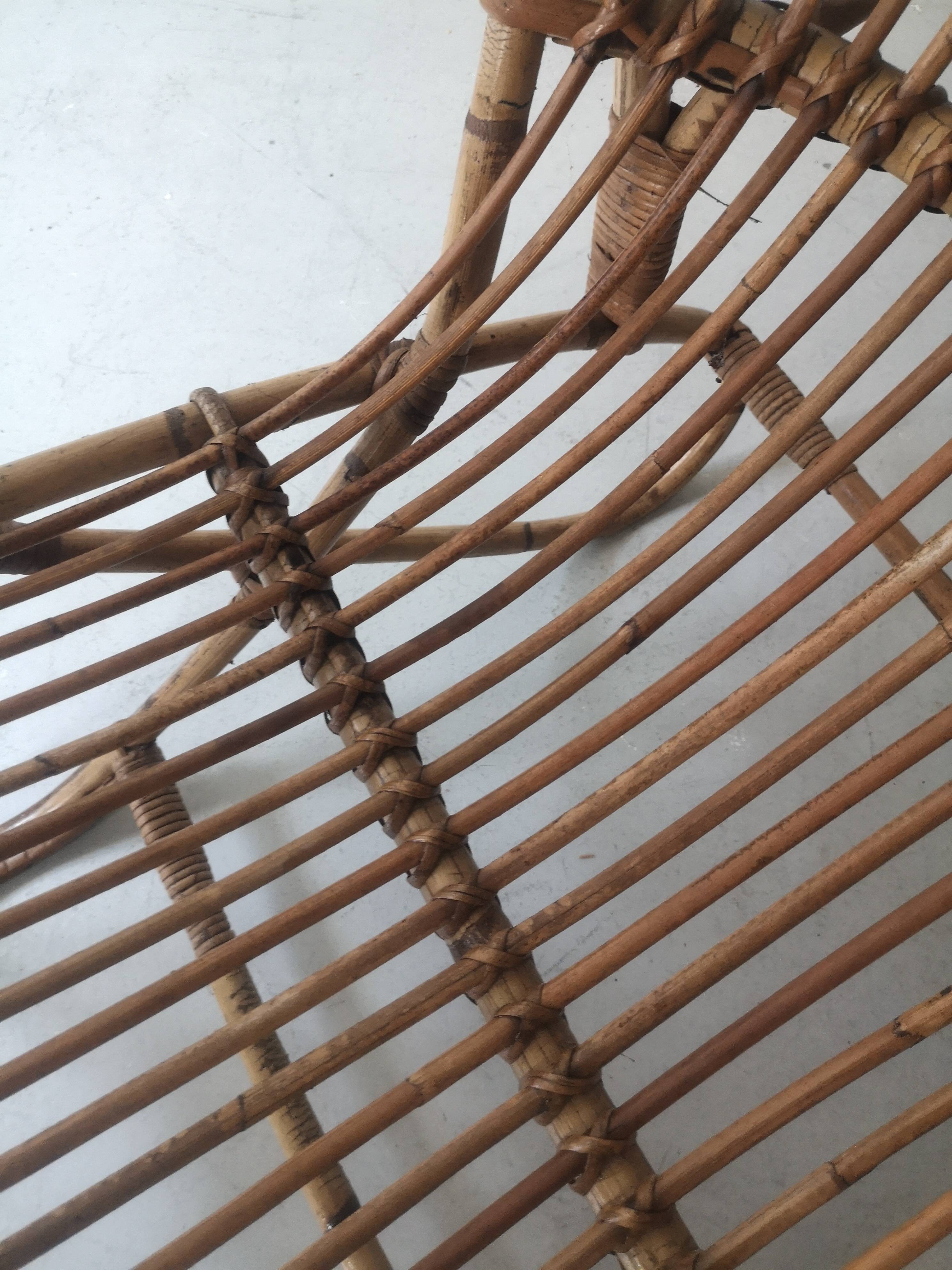 Vintage Dutch rattan armchair with armrest, 1960s