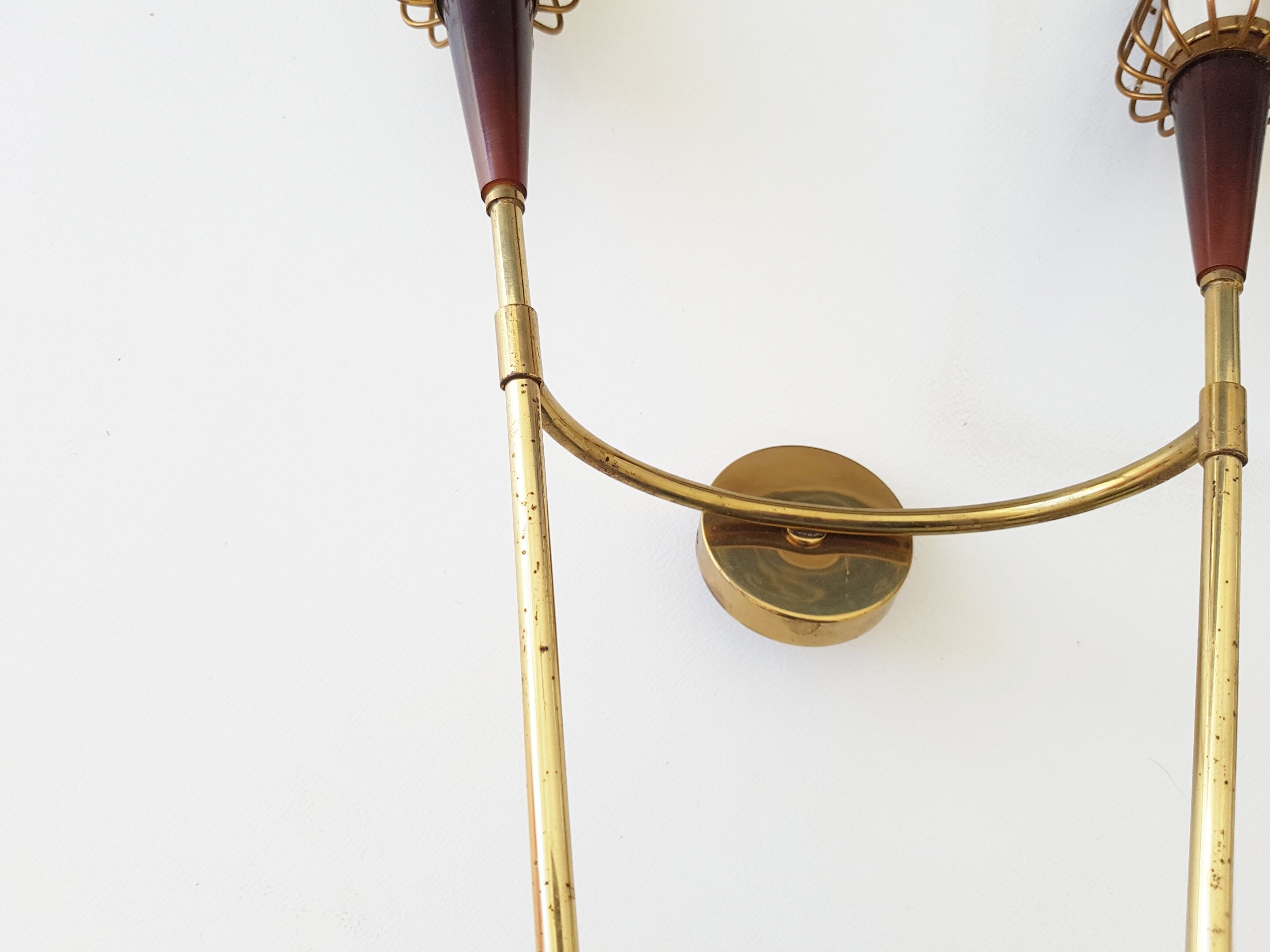 Lunel House: 1950 pair brass & resin vintage 50's wall lights