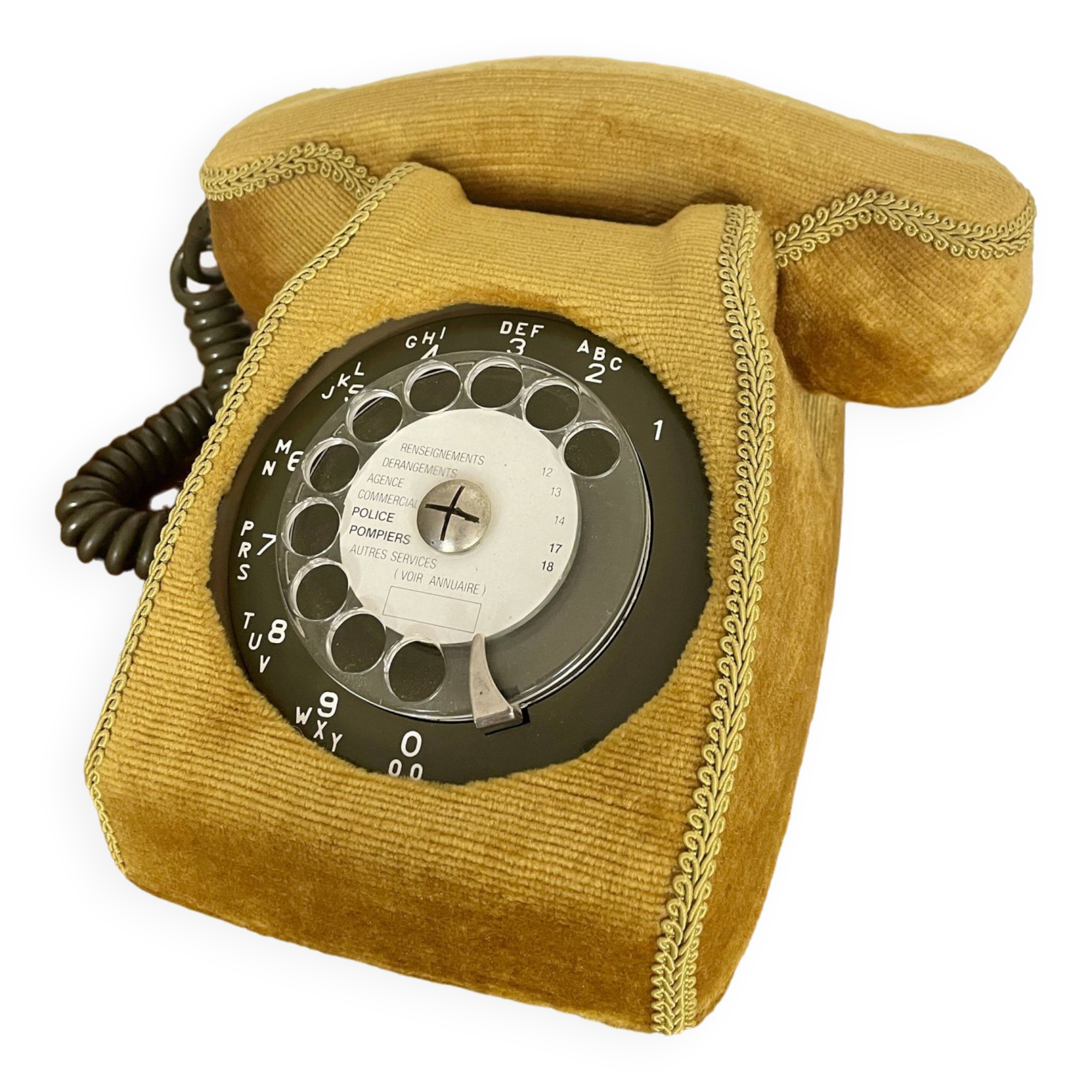 Socotel S63 telephone with its gold velvet shell