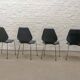 Set of Four Vintage Kitchen Chairs, Night Blue Leatherette with Chrome. 60s