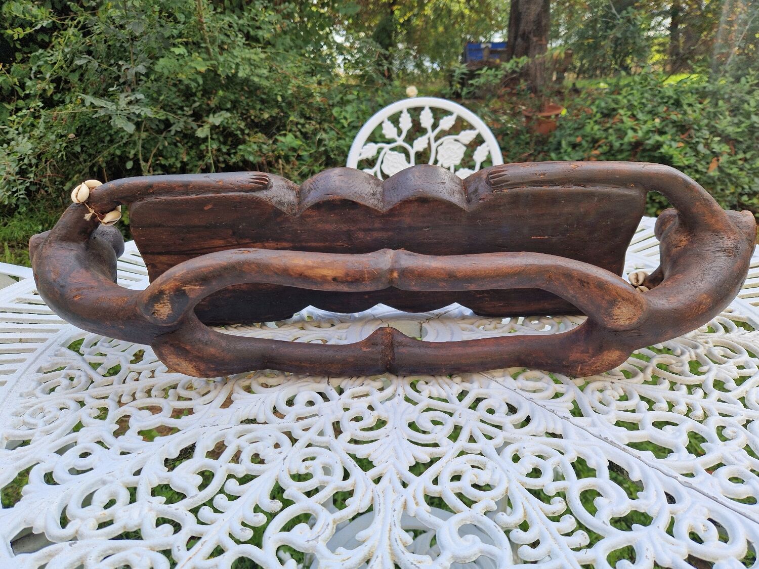 Large vintage Awale Oware game hand carved wood Nigeria 1980s