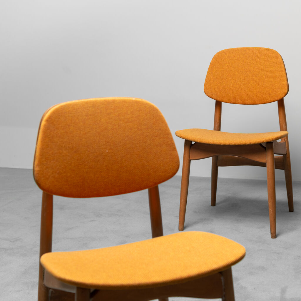 Set 6 chairs wooden fabric scandinavian style 60