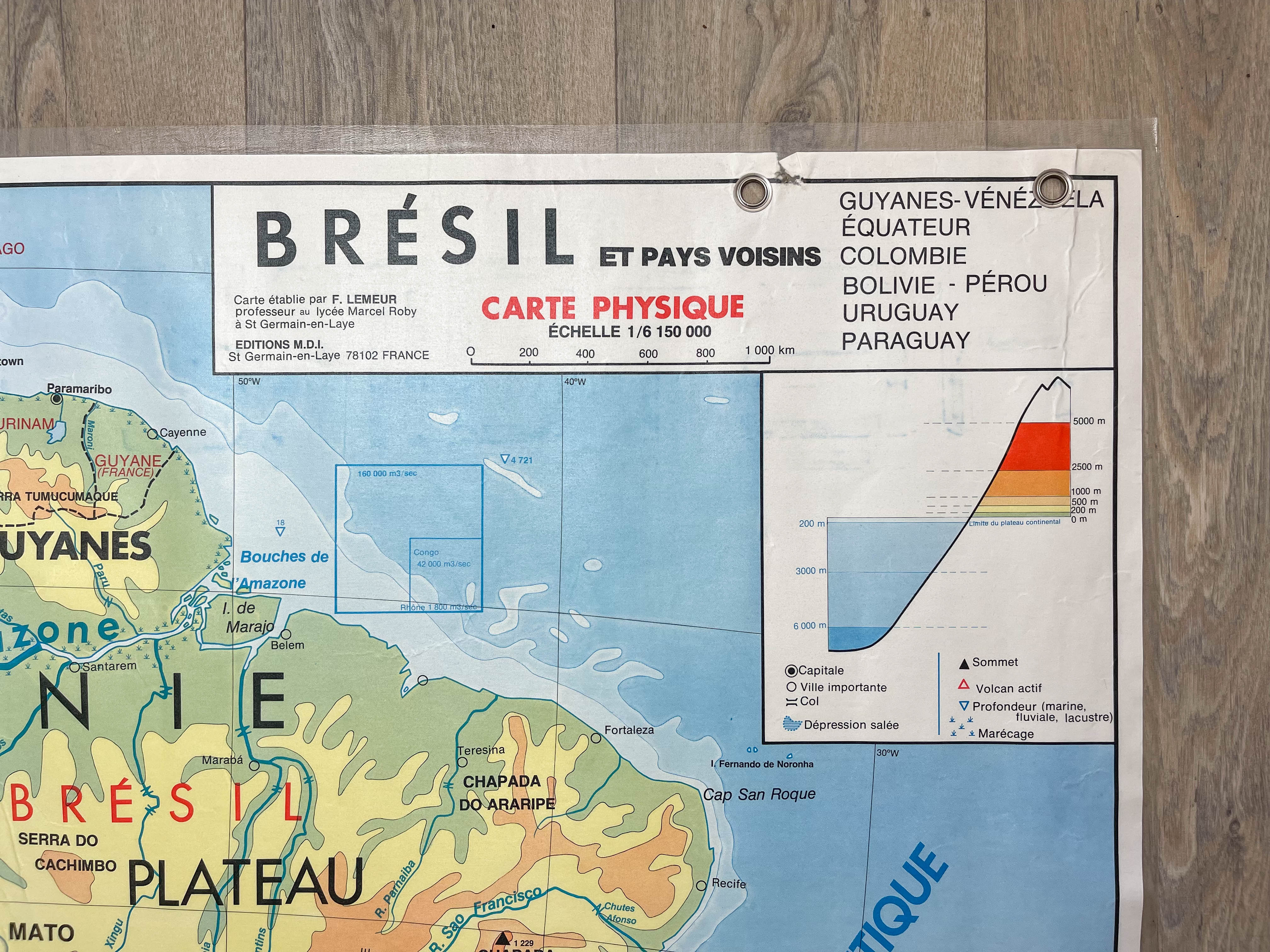 School map brazil vintage mdi year 1978