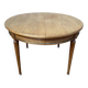 Extendable round table Louis XVI style solid cherry wood brass feet