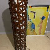 Lampadaire en rotin bambou vintage
