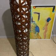 Lampadaire en rotin bambou vintage