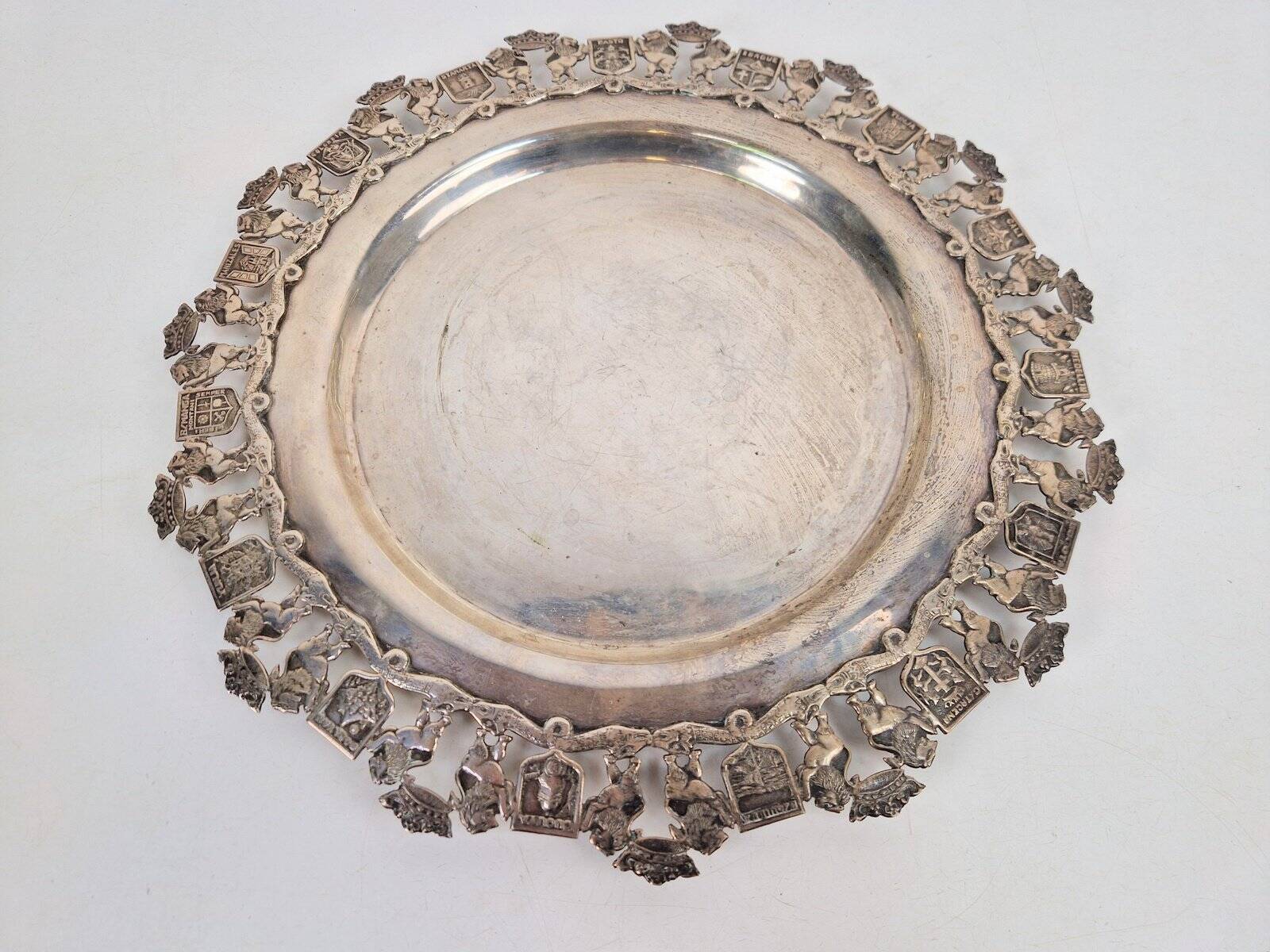 900 Pure Silver Platter from Florentina, Bogota, Colombia, 1970s