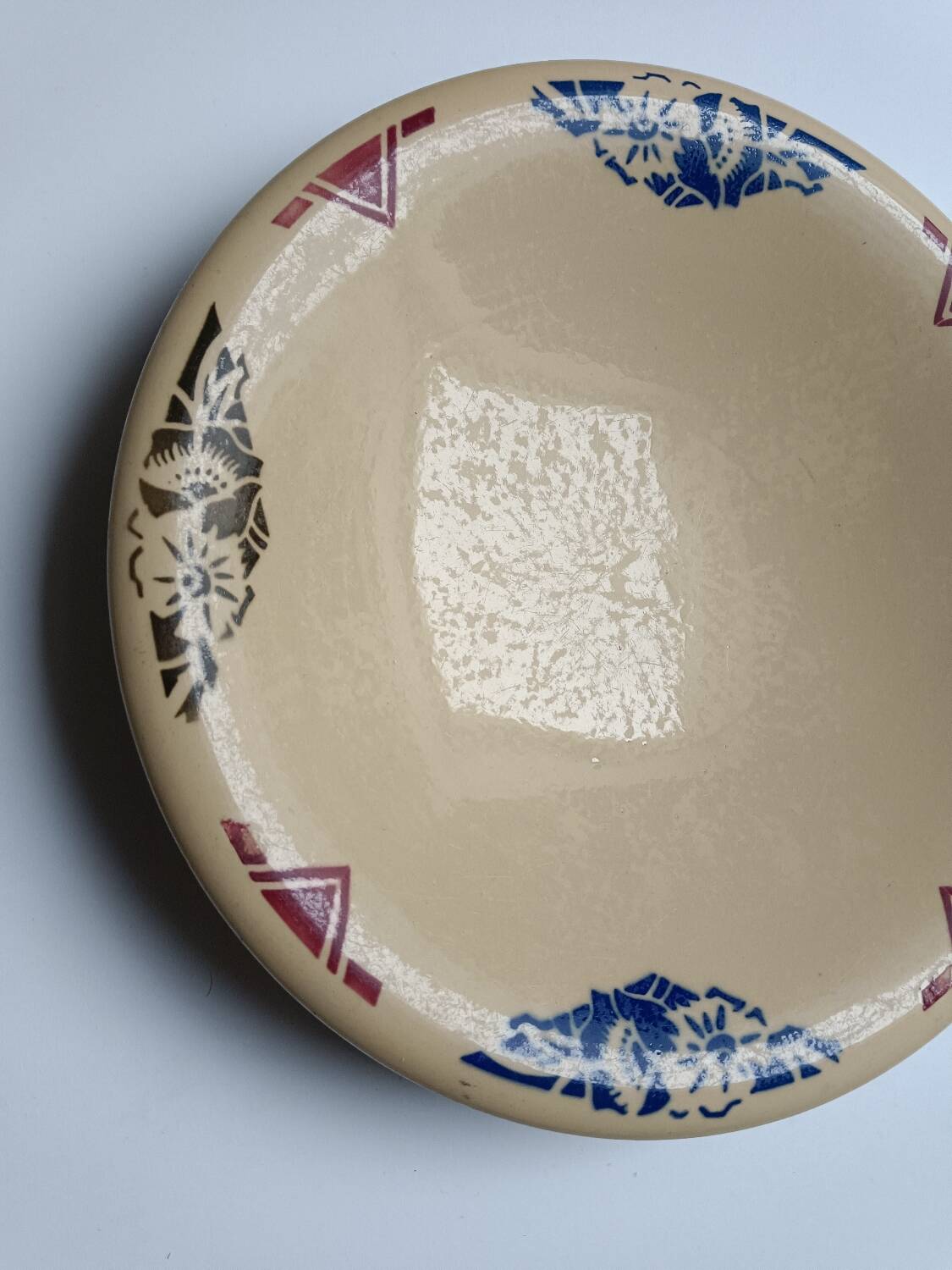 Badonviller art deco beige floral dish
