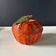Vintage woven basketwork box – decorative apple shape