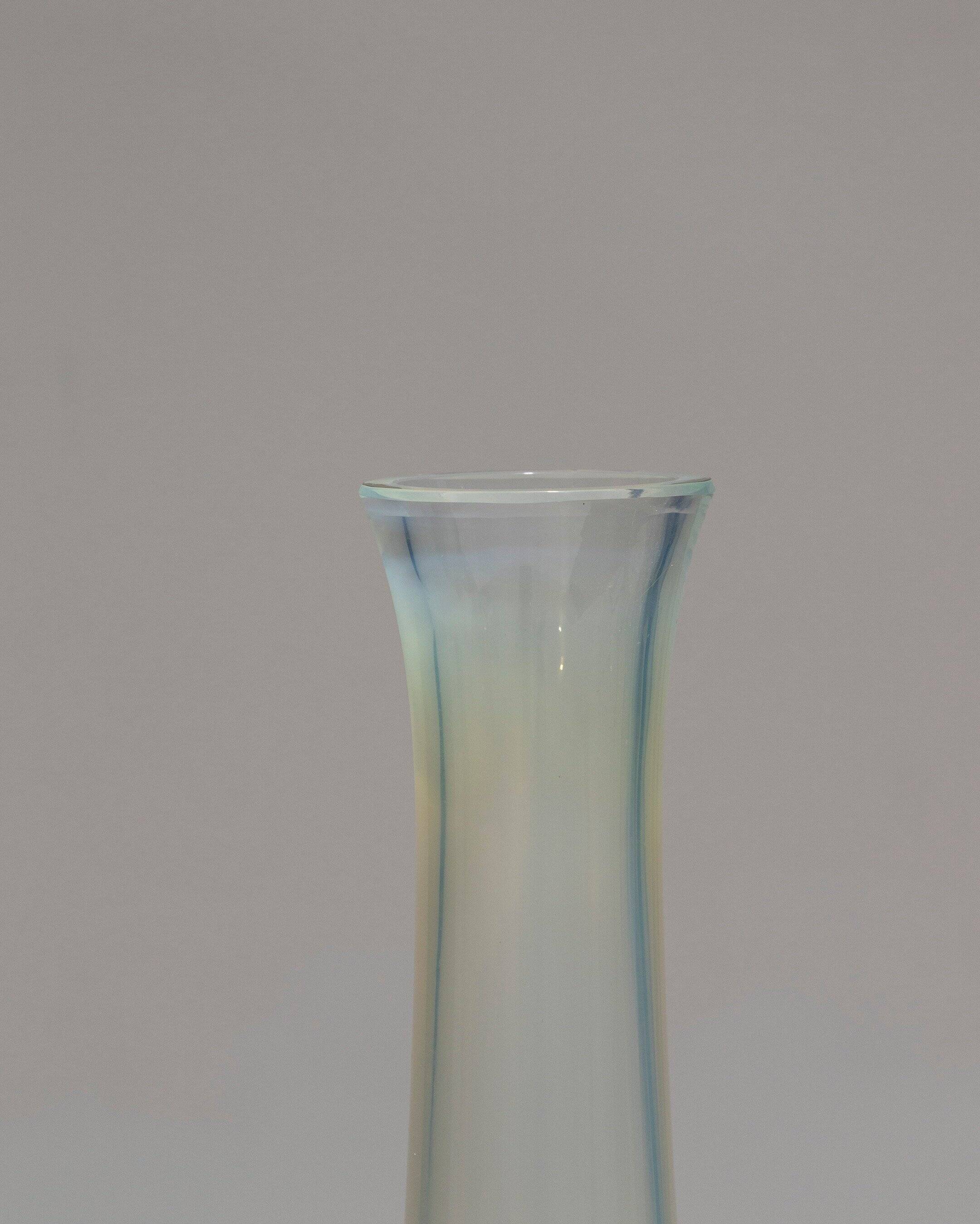 Tall glass vase with long neck, 1950s