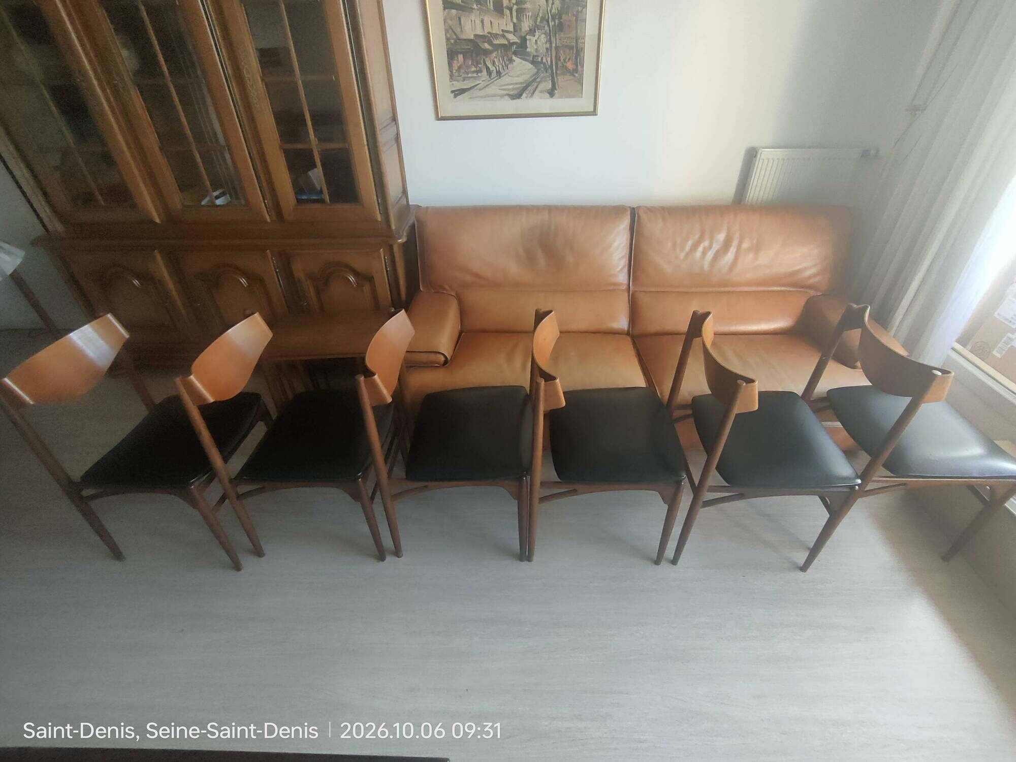 6 teak chairs, 1960s Scandinavian style, signed