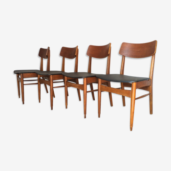 Lot de 4 chaises scandinave années 60