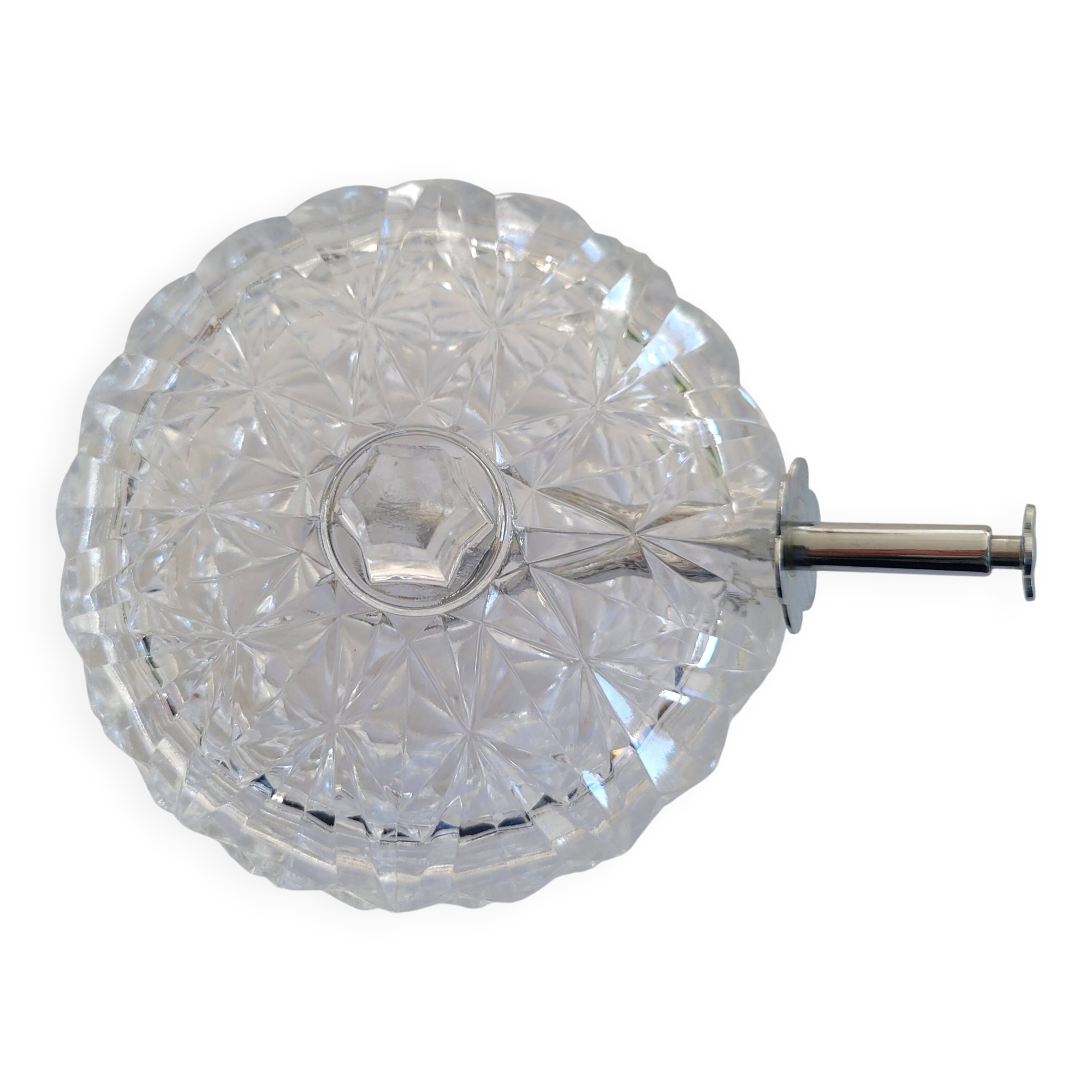 Glass sugar bowl with its tongs