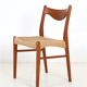 Ensemble de 6 chaises Glyngøre / Arne Wahl Iversen “GS 60” / teck / corde à papier / années 1960 / années 1970