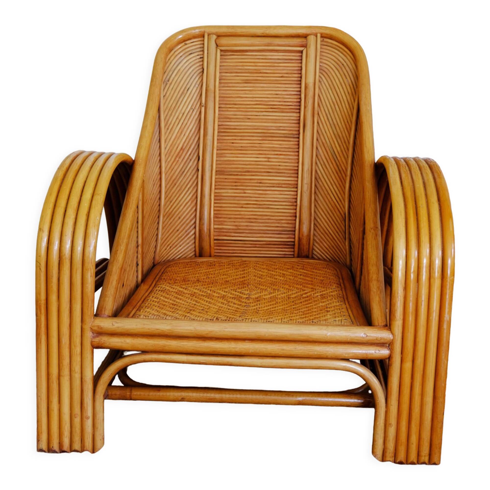 Paire de fauteuils rotin