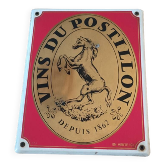Postillon wine enameled plaque