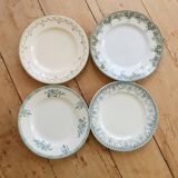 4 vintage ironstone dinner plates - Green tones