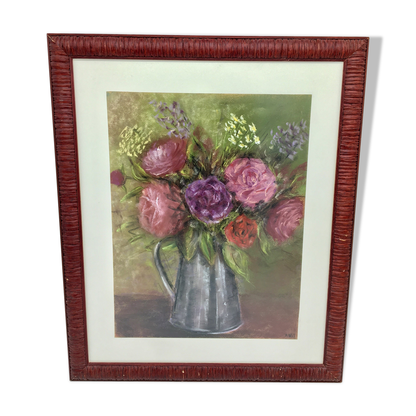 Table bouquet of peonies and wildflowers, years 70