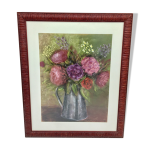 Tableau bouquet de pivoines et