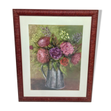 Table bouquet of peonies and wildflowers, years 70