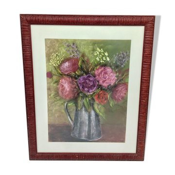 Table bouquet of peonies and wildflowers, years 70