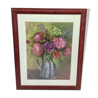 Table bouquet of peonies and wildflowers, years 70