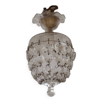 Ceiling light with crystal tassels, 20th century
