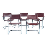Chaises Bauhaus en cuir, Fasem 1980s