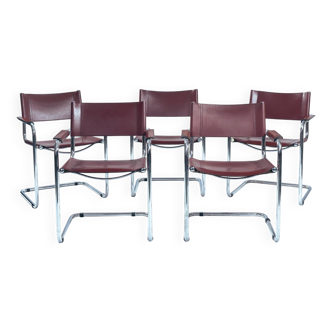 Chaises Bauhaus en cuir, Fasem années 1980