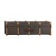 Trunk with wood, brass lock, khaki green coated canvas, circa 1930
